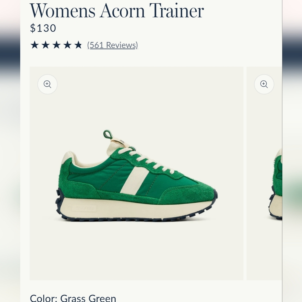 SeaVees Womens Acorn Trainer in Grass Green and Cream